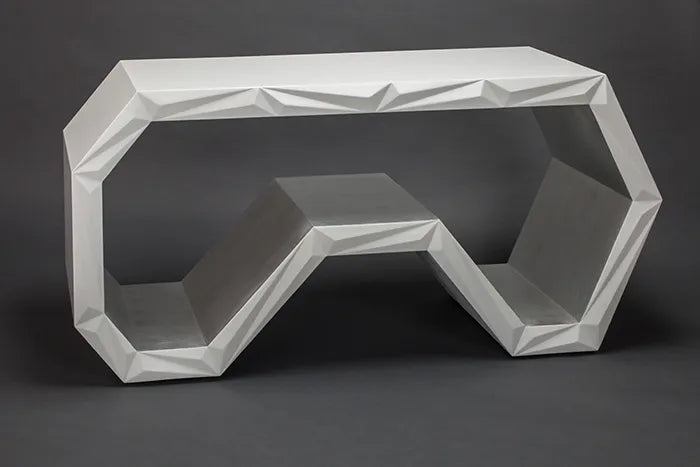 White and Silver Leaf Console