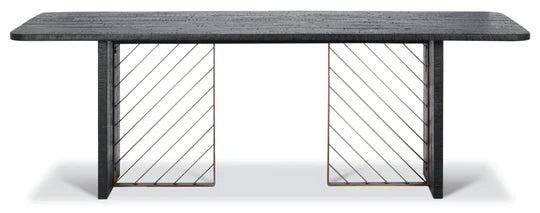 Walter Solid Acacia Antique Brass Dining Table