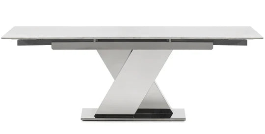 Crossed White Italian Carrara Marble Top Dining Table