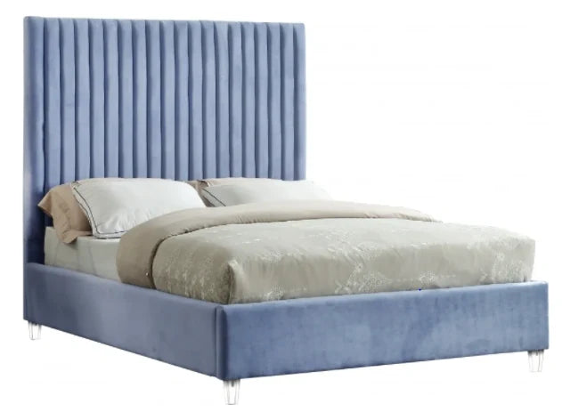 Chloe Velvet Bed With Acrylic Legs