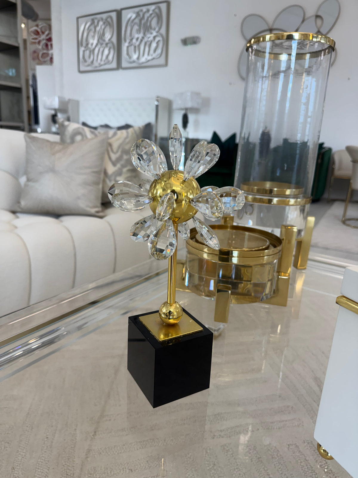 Gold & Crystal Flower