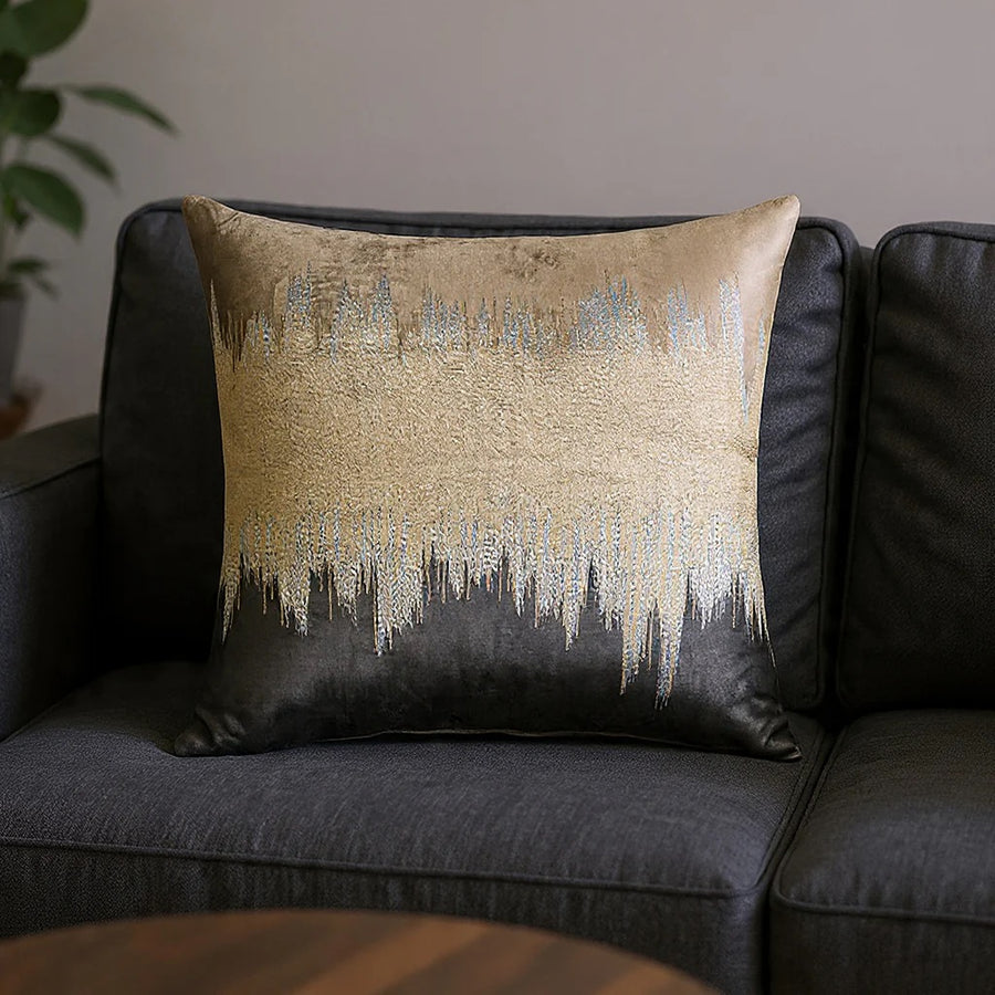 Miriam Beige Charcoal Velvet Pillow