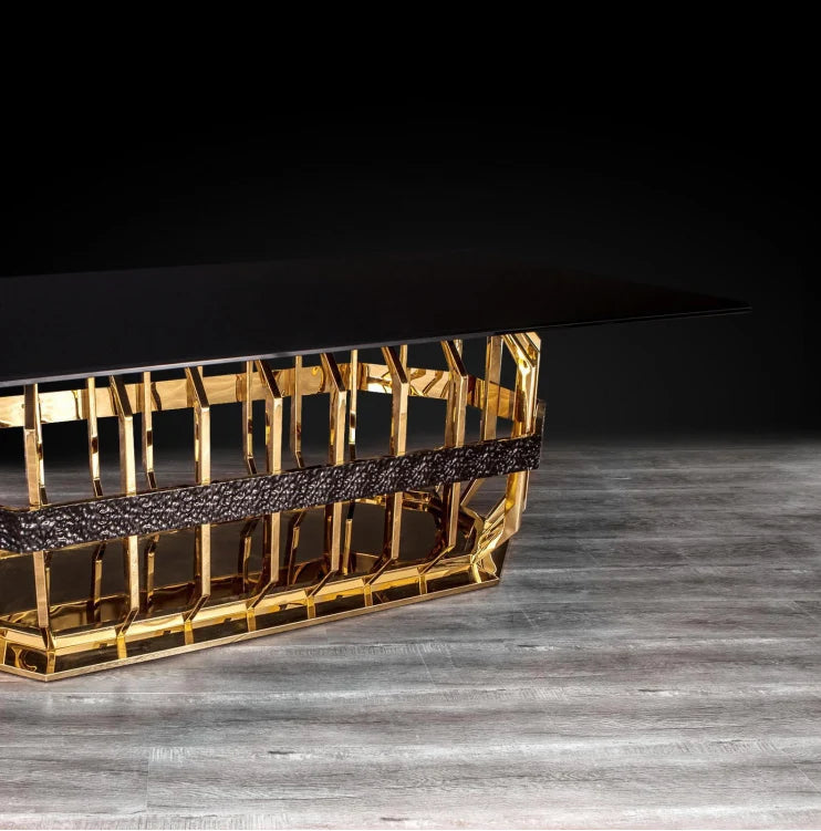 Mirage Rectangular Black Glass Top Dining Table