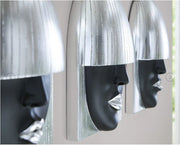 Fashion Faces Wall Art, Small, Black and Silver Leaf, Set of 3