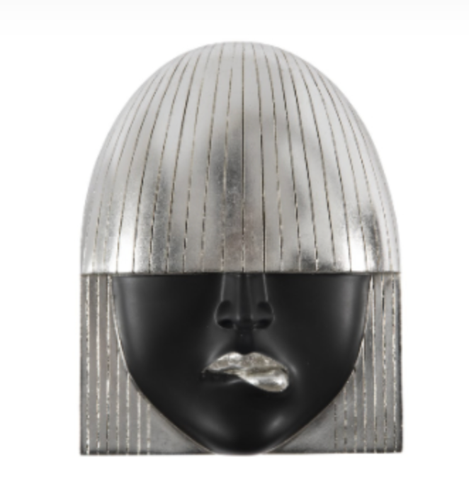 Fashion Faces Wall Art, Small, Black and Silver Leaf, Set of 3
