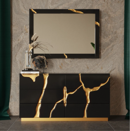 Black & Gold Aztec Dresser