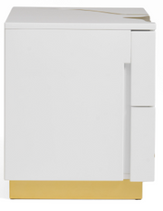White and Gold 2 Drawer Nightstand