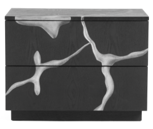 Matte Brown Ash & Silver 2 Drawer Nightstand