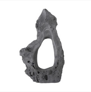 Colossal Cast Stone Sculpture, Single Hole, Charcoal Stone
