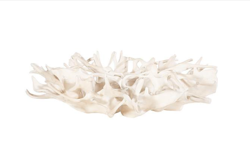 Cast Root Coffee Table, Faux Bleached Finish, With 82" Glass