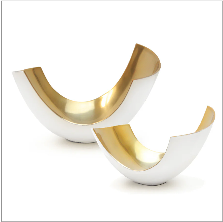 White & Gold Metal Curve Vase
