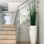 Glossy White Planter with Snake Grass 63"