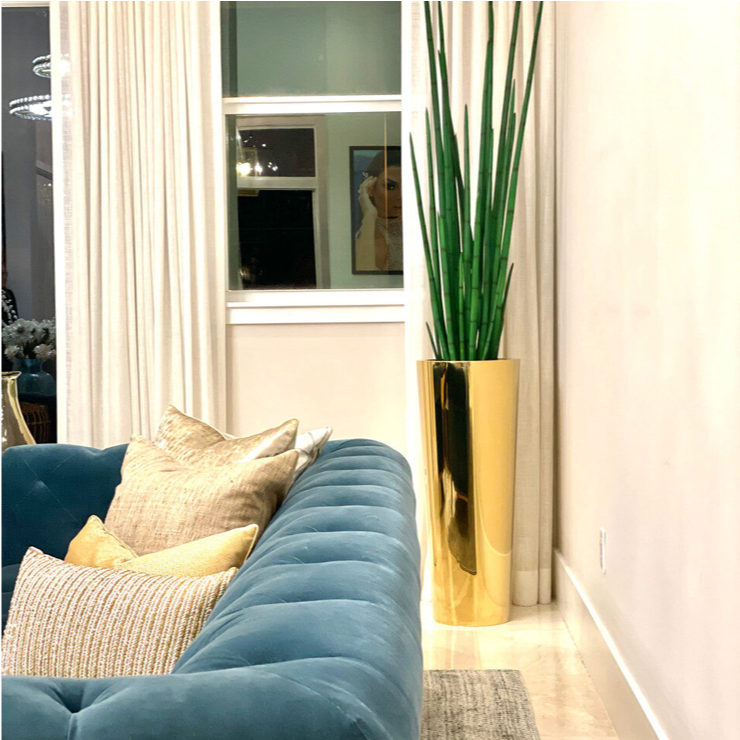 Pure Gold Stainless Steel Tapered Large Cone with Medium Snake Grass Plant