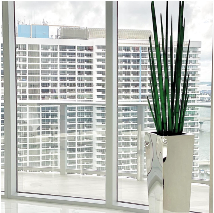 Silver Cube Planter with Snake Grass