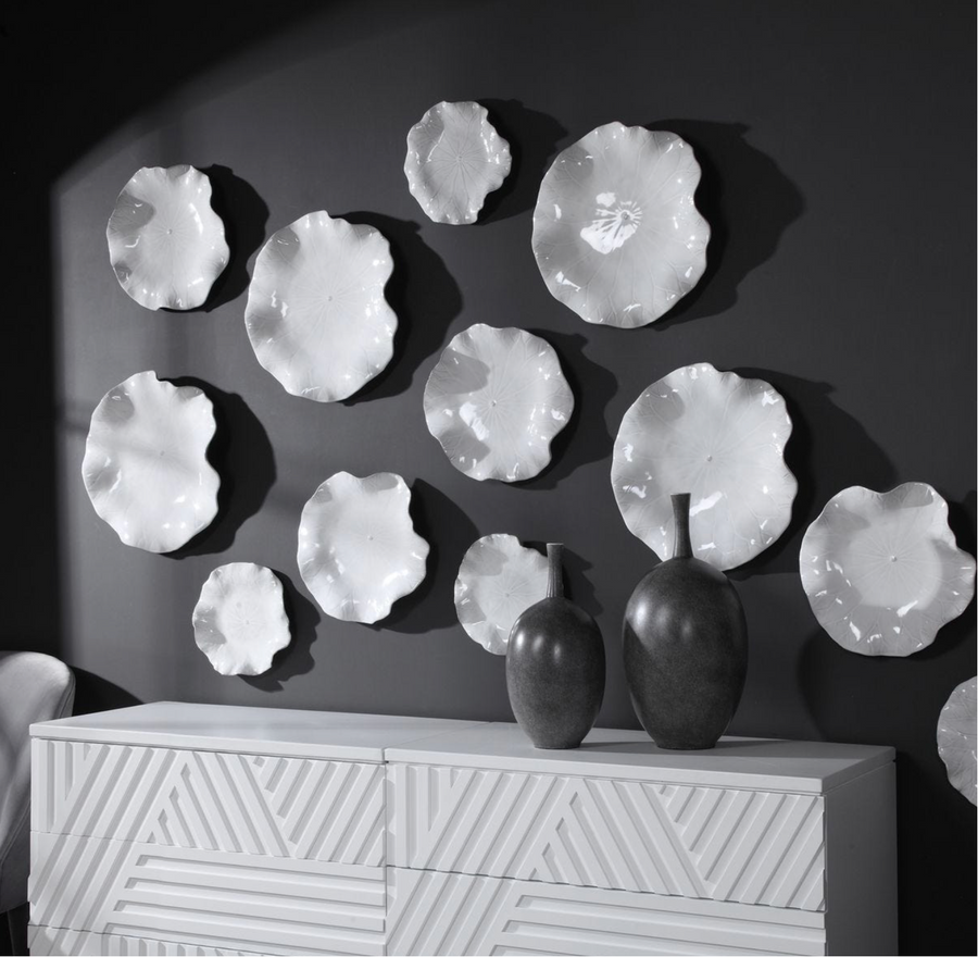 White Ceramic Indoor-Outdoor Wall Decor Set of 3 (Copy)