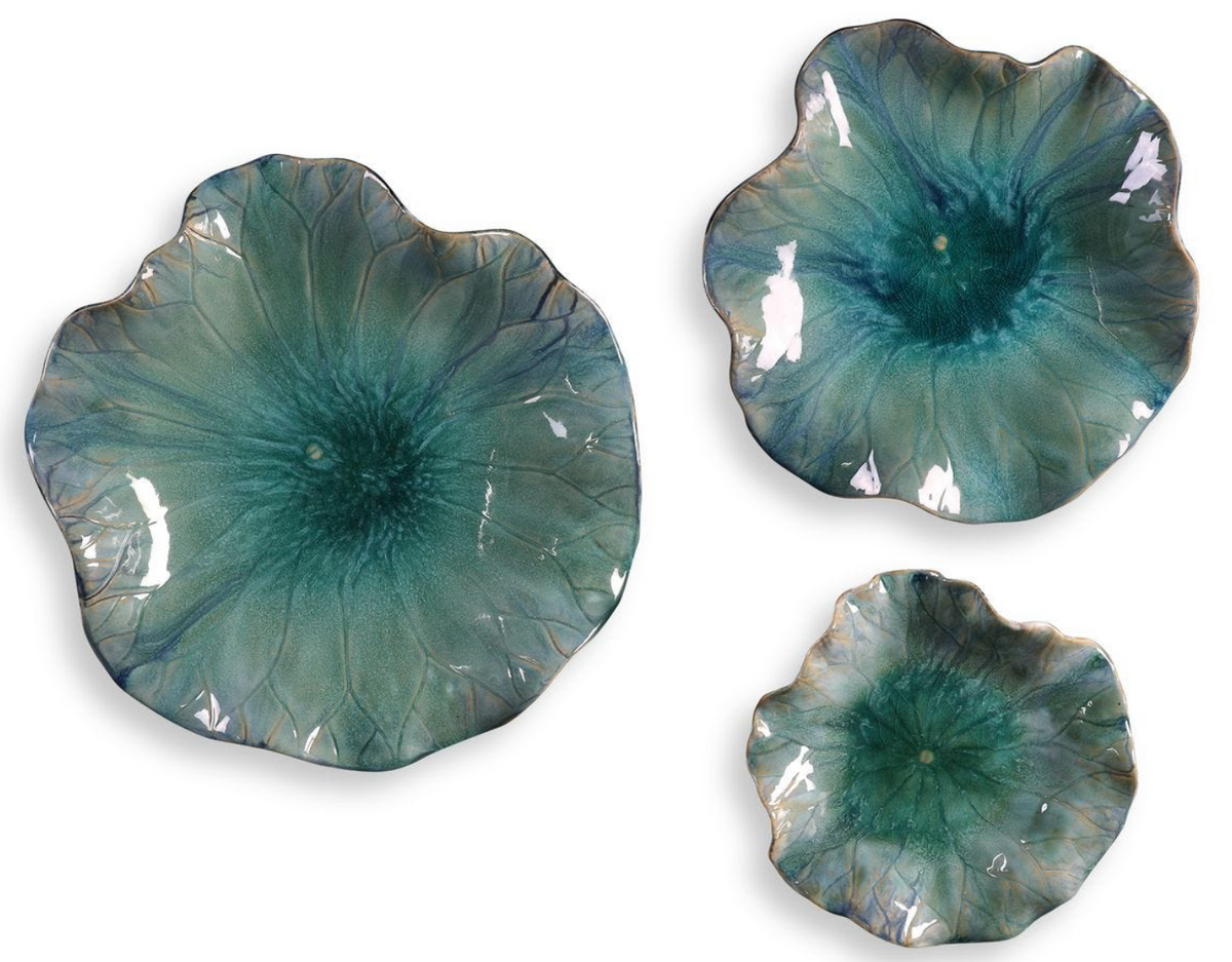 Aqua Ceramic Indoor-Outdoor Wall Decor Set of 3