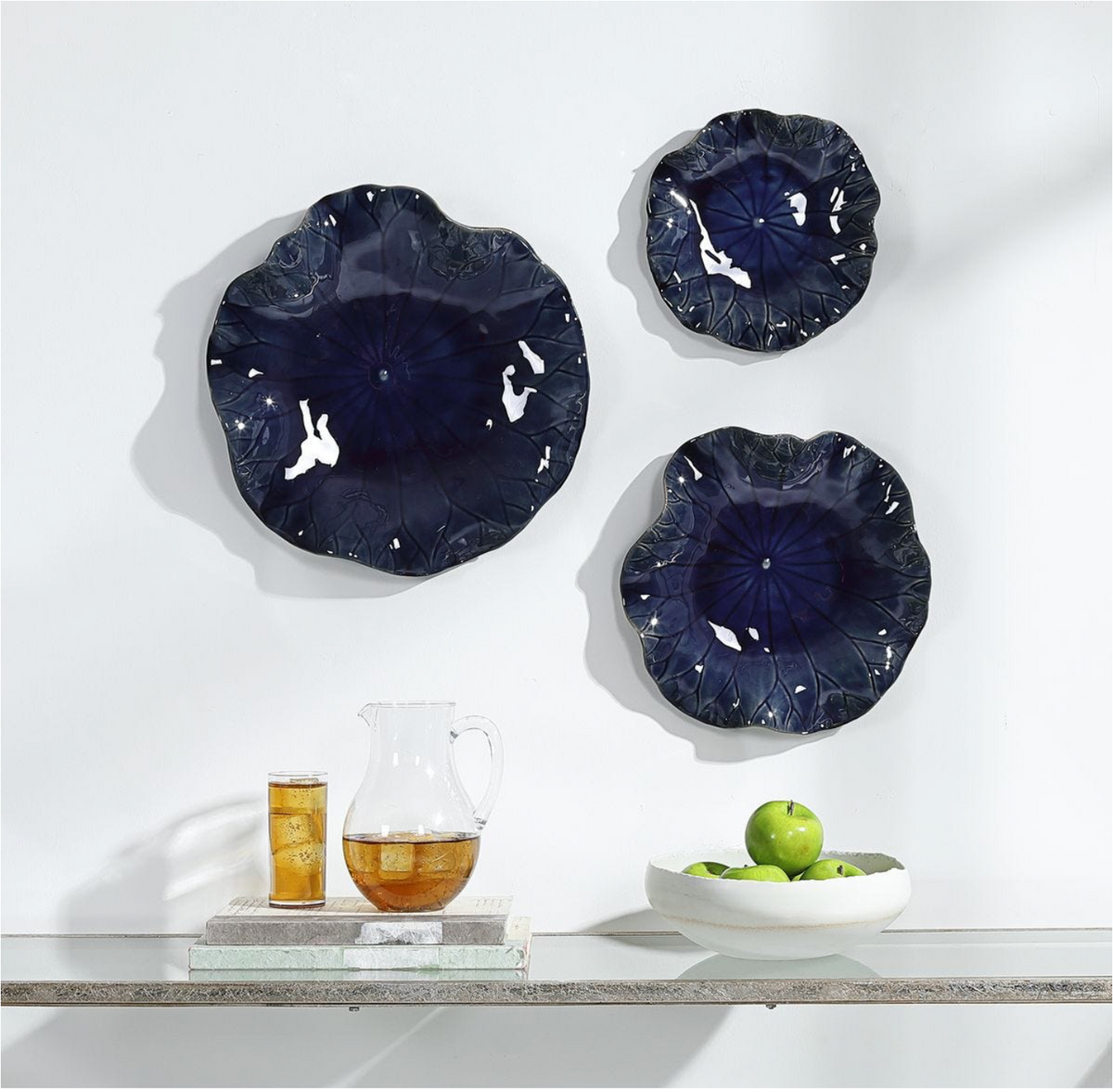 Cobalt Ceramic Indoor-Outdoor Wall Decor Set of 3