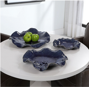 Cobalt Ceramic Indoor-Outdoor Wall Decor Set of 3