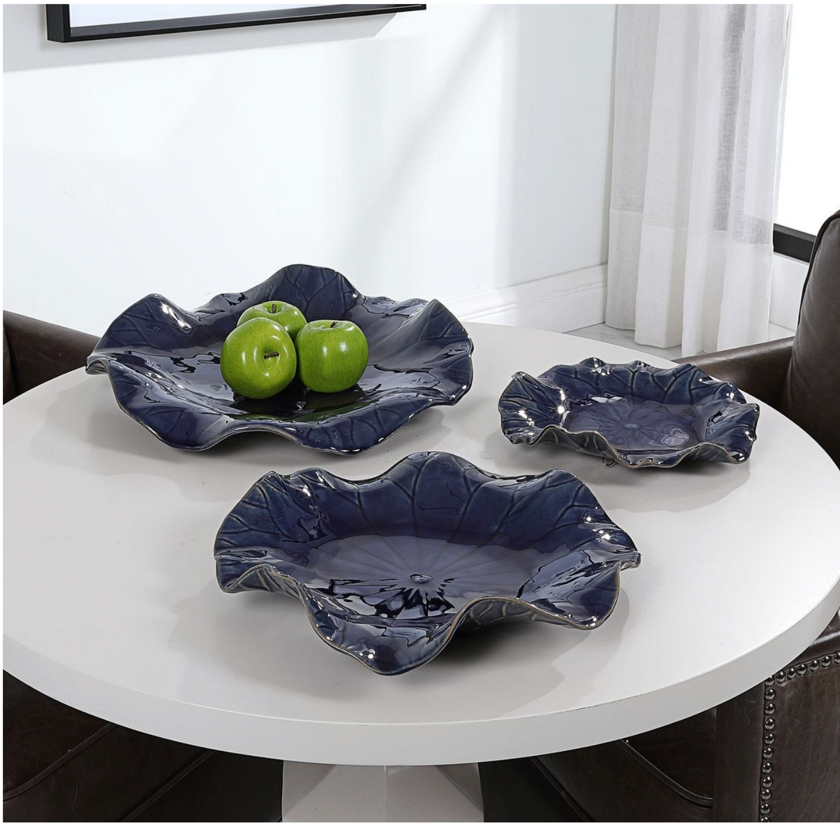 Cobalt Ceramic Indoor-Outdoor Wall Decor Set of 3