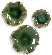Green Ceramic Indoor-Outdoor Wall Decor Set of 3