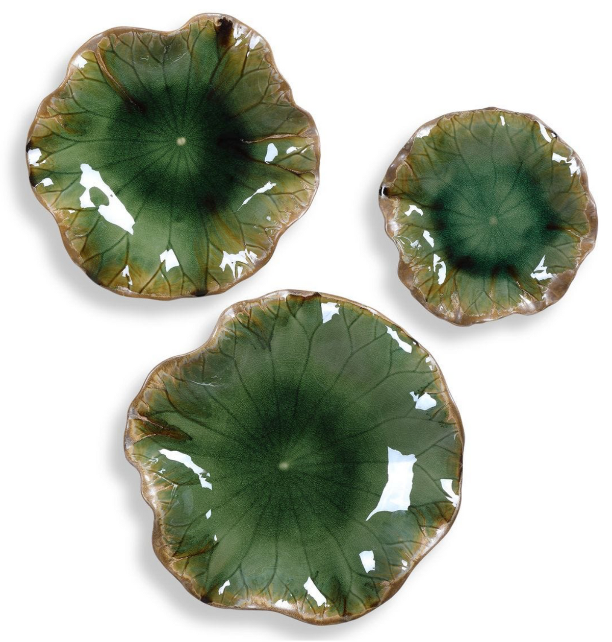 Green Ceramic Indoor-Outdoor Wall Decor Set of 3