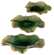 Green Ceramic Indoor-Outdoor Wall Decor Set of 3