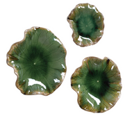 Green Ceramic Indoor-Outdoor Wall Decor Set of 3