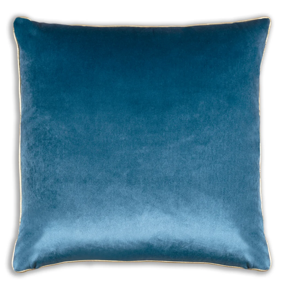 Nicholas Navy Pillow with Gold Piping
