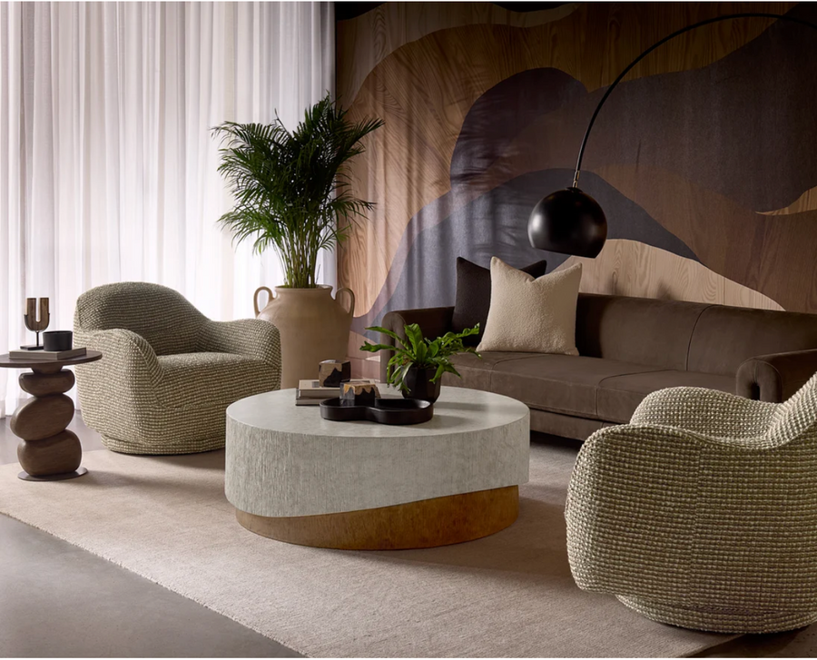 Bovine Brushed Gold - Nubuck Cocoa Leather Sofa