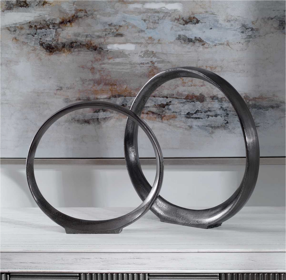Orbits Ring Sculptures, Black Nickel, S/2