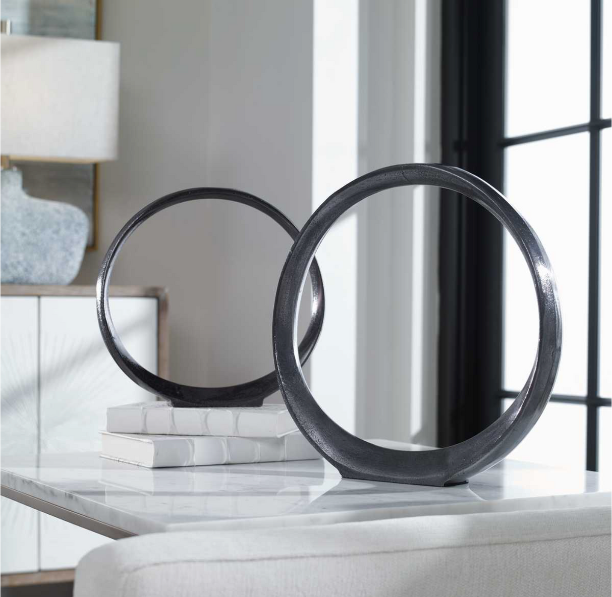 Orbits Ring Sculptures, Black Nickel, S/2