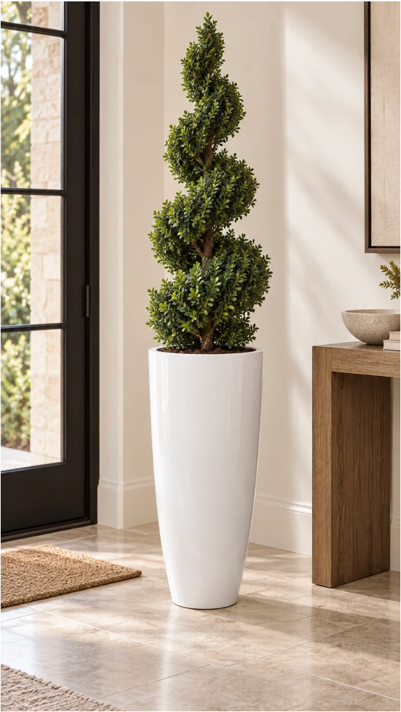 White Round Bottom Planter