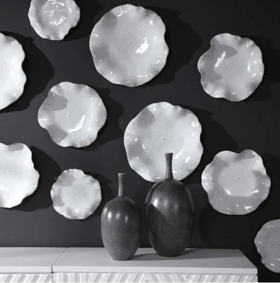 White Ceramic Indoor-Outdoor Wall Decor Set of 3 (Copy)