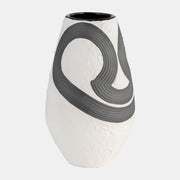 Stoneware, 11" Noir Vase, Black/White