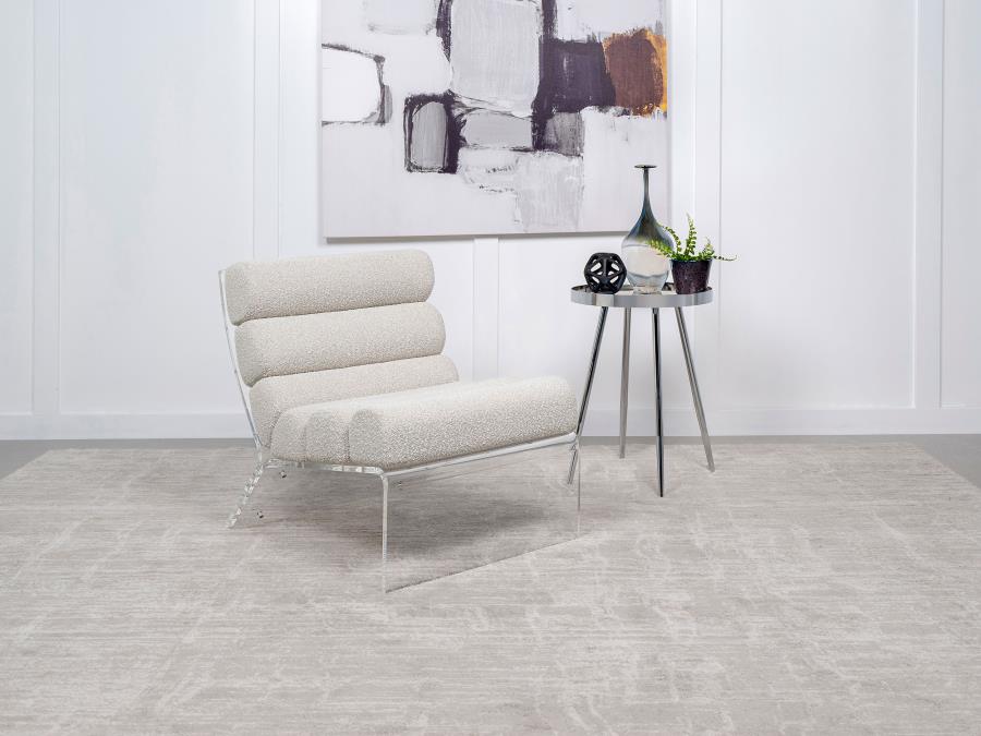 Acrylic & Ivory Upholstered Accent Chair