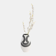 Stoneware, 11" Noir Vase, Black/White
