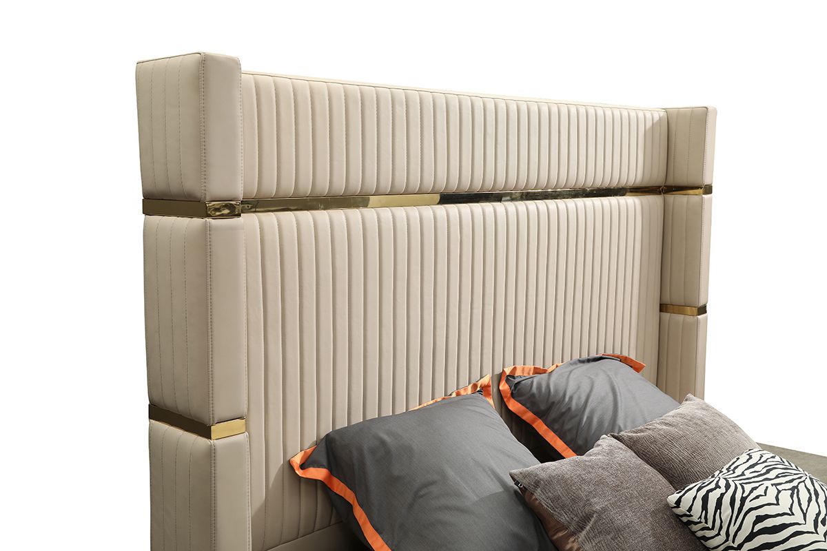 Beige & gold queen bed