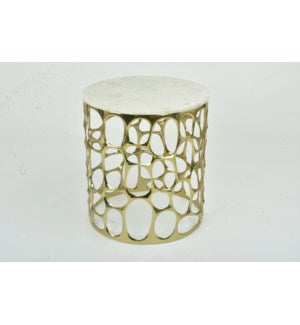Mario Gold End Table With Marble Top