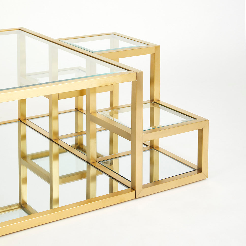 Brushed Gold Multi Level Cocktail Table