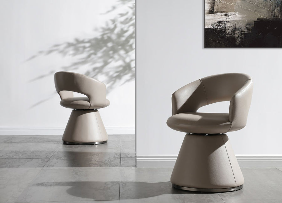 Set of 2 Light Warm Grey Faux Leather Portofino Dining Armchair