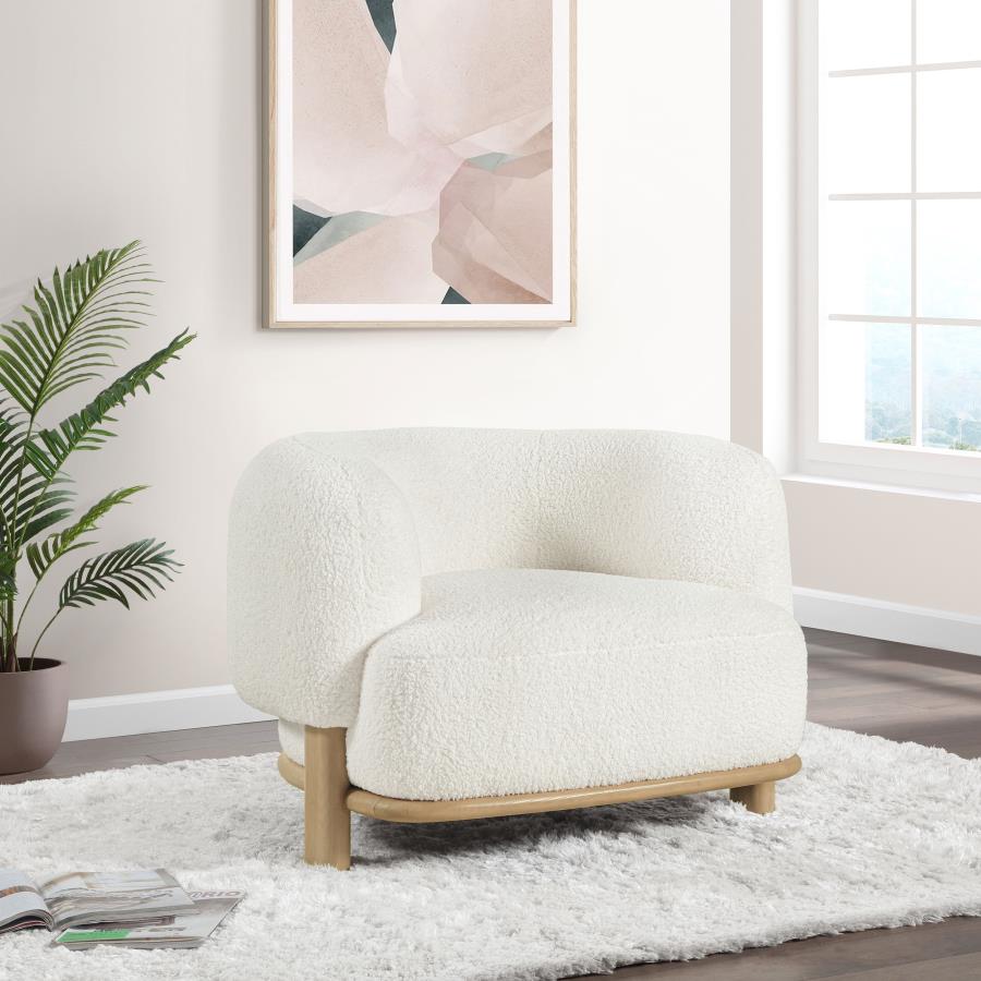 Ivory Upholstered Barrel Back Accent Chair