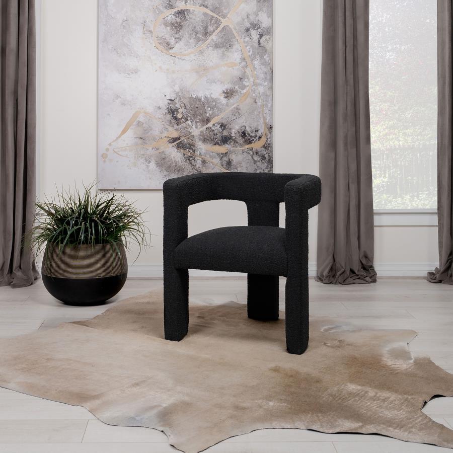 Black Boucle Upholstered Chair