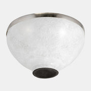 Glass 10" Bowl With Ring Deco,White