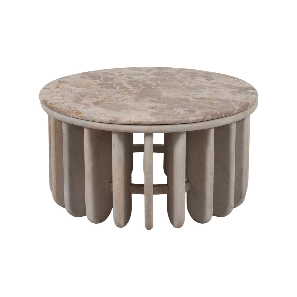 30" Natural Stone White Washed Coffee Table