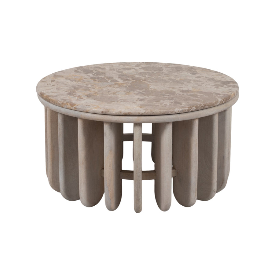 30" Natural Stone White Washed Coffee Table