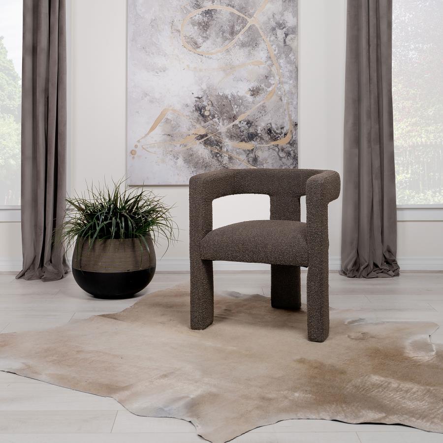 Brown Boucle Upholstered Chair