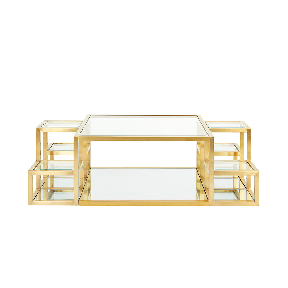 Brushed Gold Multi Level Cocktail Table