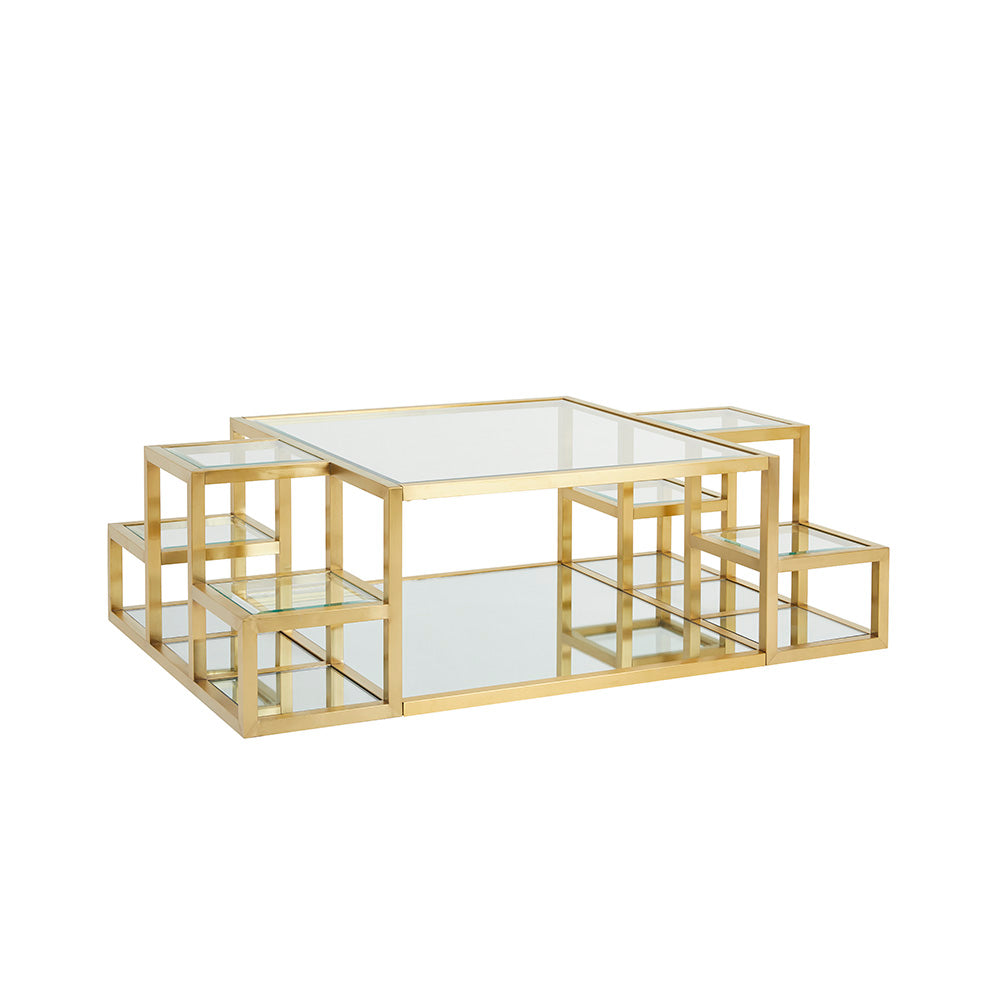 Brushed Gold Multi Level Cocktail Table