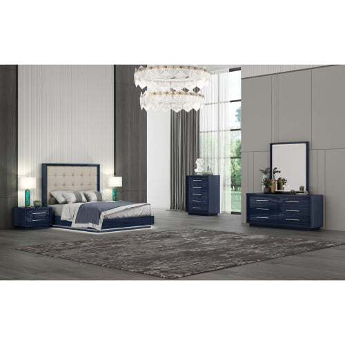 Blue Lacquer, Upholstered Bed