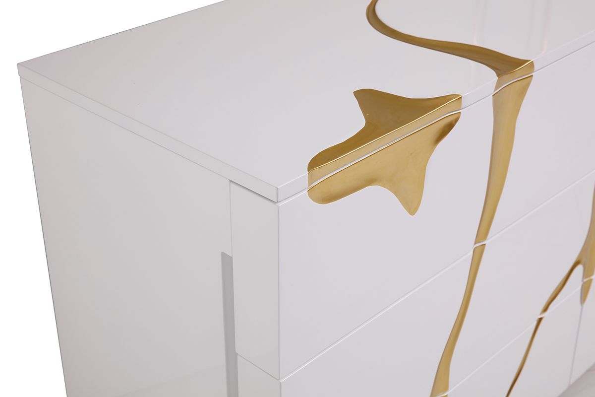 White & Gold Aztec Dresser